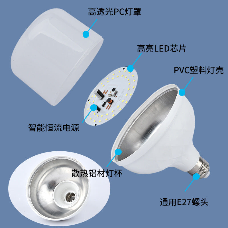 Led Light Bulb Household E27 Screw Energy-Saving Lamp White Light Super Bright Indoor Eye Protection No Stroboscopic High Power Lighting Bulb