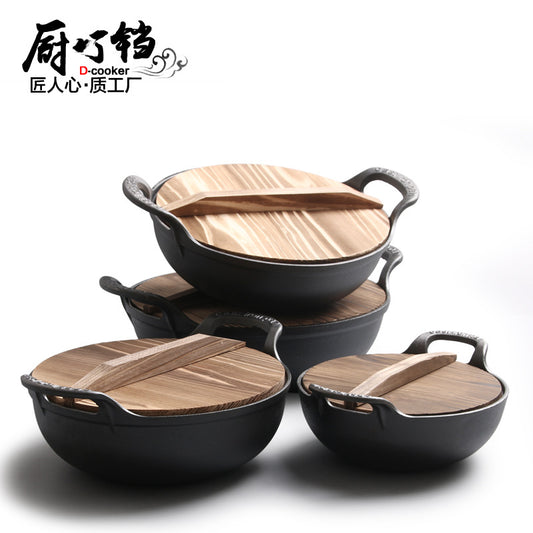 Cast Iron Ingot Pot Thickened Stew Pot Small Wok Household Uncoated Raw Iron Pot Old-fashioned Soup Pot Universal for Induction Cooker