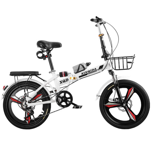 Installation-Free Folding Bicycle for Adults and Children, Portable 20-Inch 22-Speed Men's and Women's Variable-Speed Shock-Absorbing Scooter Bicycle